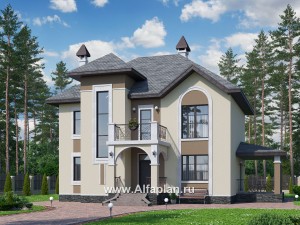 «Разумовский» - проект двухэтажного дома из кирпича, с террасой и с балконом
