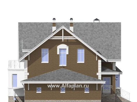«Ретростилиса Плюс» - проект двухэтажного дома, с террасой, с гаражом и с цокольным этажом - превью фасада дома