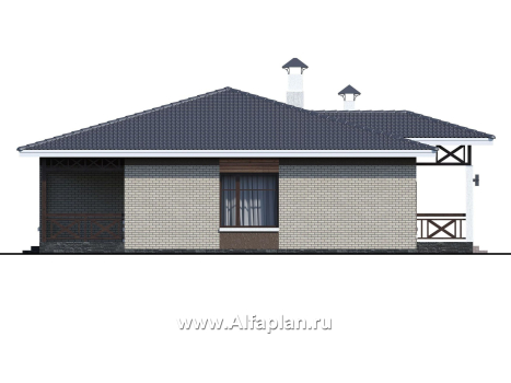 Проекты домов Альфаплан - «Покровка» - стильный одноэтажный коттедж - превью фасада №3