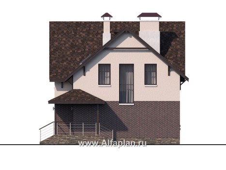 Проекты домов Альфаплан - «Оптима»- стильный современный дом из кирпичей или газобетона - превью фасада №2