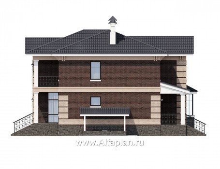 Проекты домов Альфаплан - «Репутация»- аристократический коттедж из блоков с цоколем - превью фасада №2