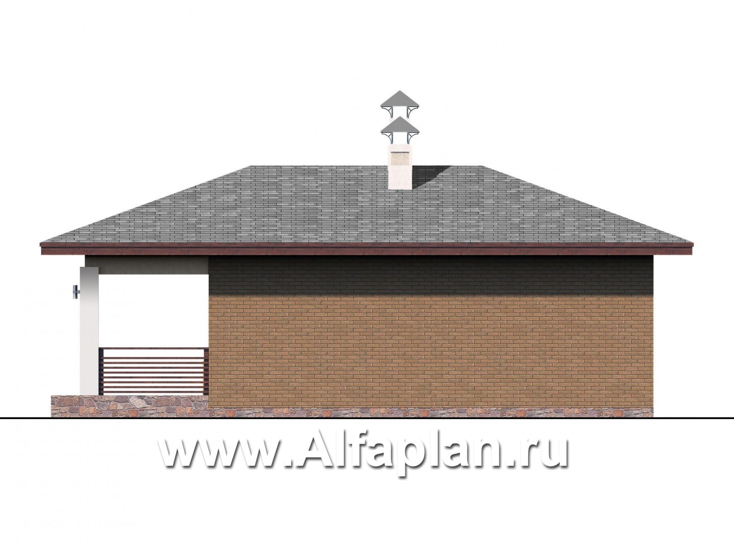 Проекты домов Альфаплан - Баня с небольшим бассейном и террасой - изображение фасада №2