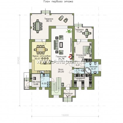 Проекты домов Альфаплан - «Демидов» - респектабельный особняк с мансардой - превью плана проекта №1