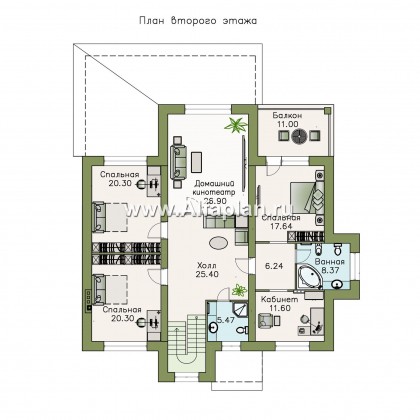 Проекты домов Альфаплан - «Демидов» - респектабельный особняк с мансардой - превью плана проекта №2