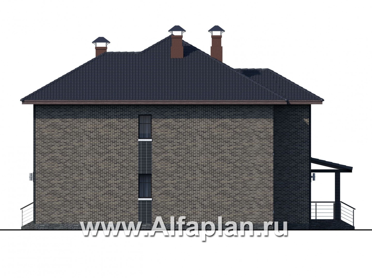 Проекты домов Альфаплан - «Неман» - загородный дом с двусветной гостиной - изображение фасада №2
