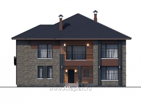 Проекты домов Альфаплан - «Неман» - загородный дом с двусветной гостиной - превью фасада №1