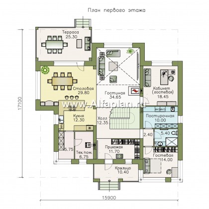 Проекты домов Альфаплан - «Эльба» — современная вилла с угловым остеклением - превью плана проекта №1