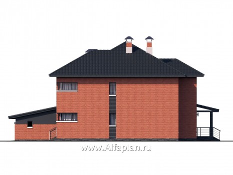 Проекты домов Альфаплан - «Эльба» — современная вилла с угловым остеклением и гаражом - превью фасада №3