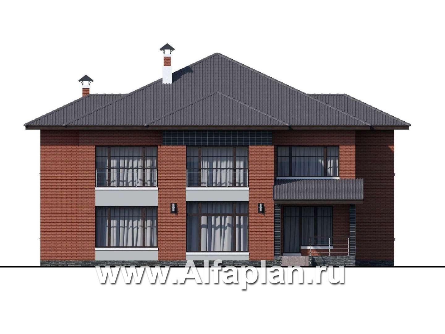 Проекты домов Альфаплан - «Рейн» - просторный современный коттедж - изображение фасада №4