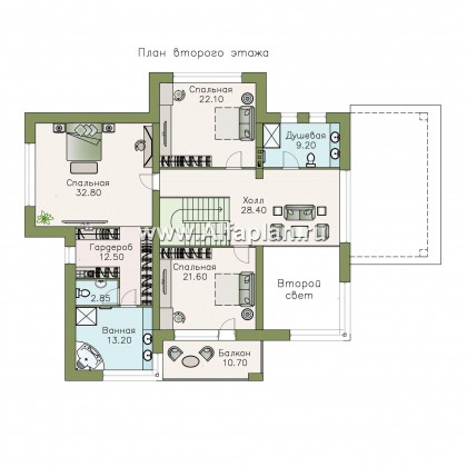 Проекты домов Альфаплан - «Луара» — просторный современный коттедж с двусветной столовой - превью плана проекта №2