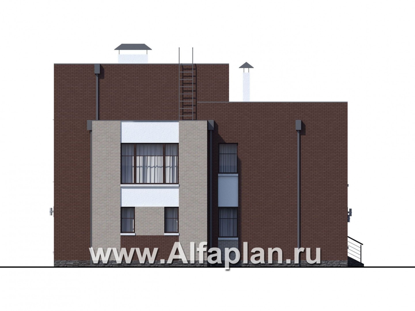 Проекты домов Альфаплан - «Эндр» — большая вилла с эксплуатируемой кровлей - изображение фасада №3