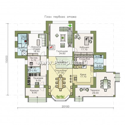 Проекты домов Альфаплан - «Сена» — респектабельный двухэтажный особняк - превью плана проекта №1