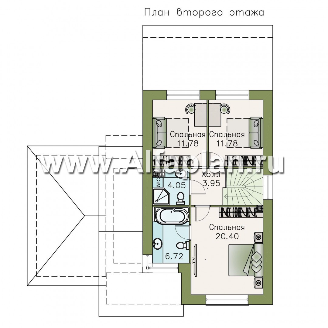 Проекты домов Альфаплан - «Весна» - экономичный и удобный дом с гаражом-навесом - план проекта №2