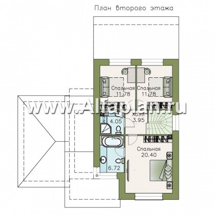 Проекты домов Альфаплан - «Весна» - экономичный и удобный дом с гаражом-навесом - превью плана проекта №2