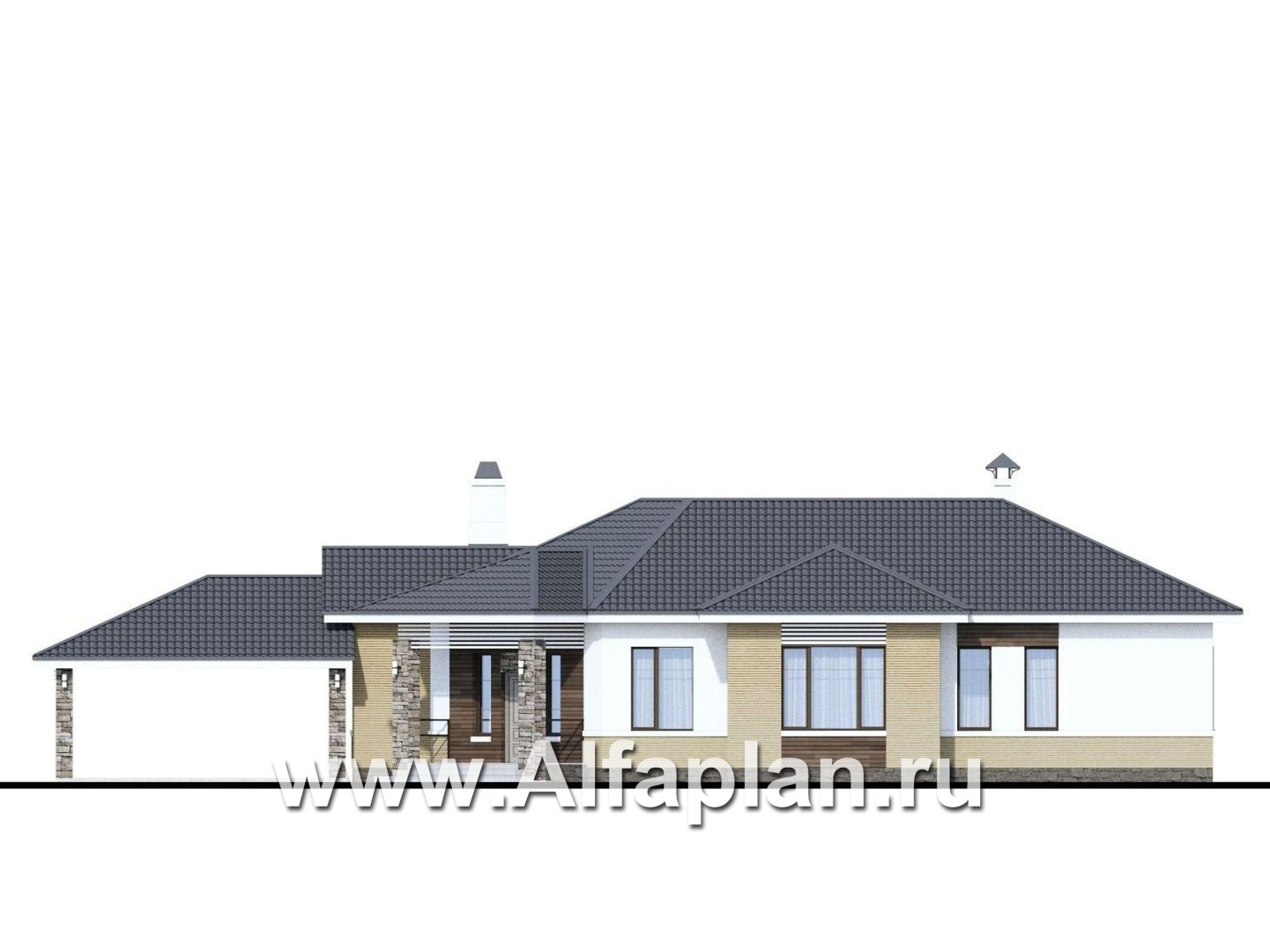 Проекты домов Альфаплан - «Модуль» — современный дом с диагональным планом - изображение фасада №1