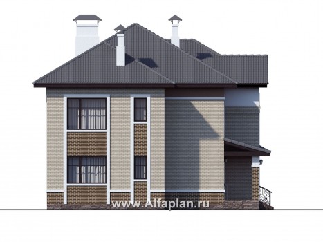 Проекты домов Альфаплан - «Арно» - классический особняк с двусветной столовой - превью фасада №3