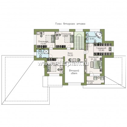 Проекты домов Альфаплан - «Арно» - классический особняк с двусветной столовой и большим гаражом - превью плана проекта №4