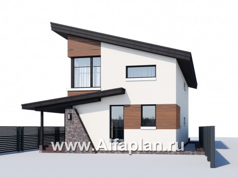 Проекты домов Альфаплан - «Писарро» - проект дома для узкого участка, 3 спальни - превью дополнительного изображения №1