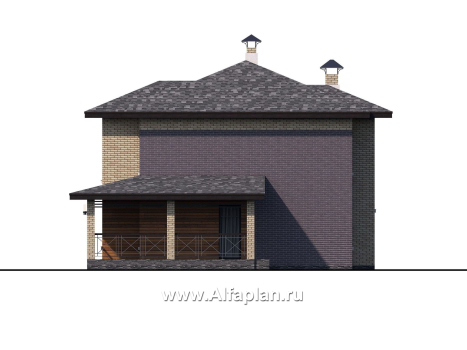 Проекты домов Альфаплан - «Стимул» - рациональный загородный дом с навесом для машины - превью фасада №2
