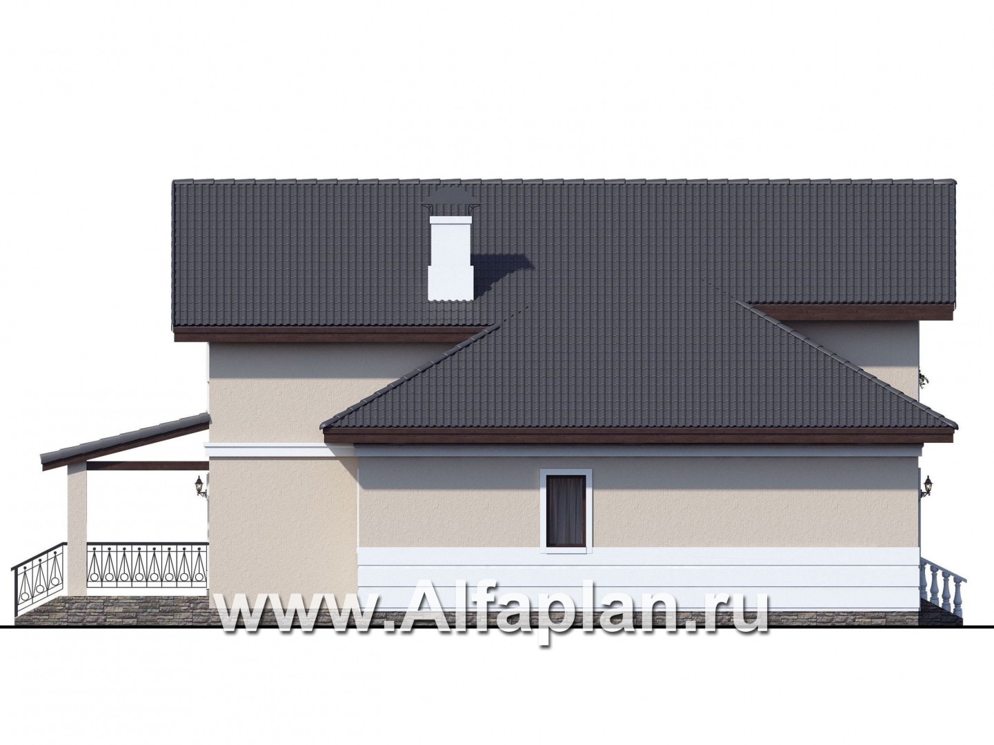 Проекты домов Альфаплан - «Любвино» - проект дома в стиле русской усадьбы - изображение фасада №3