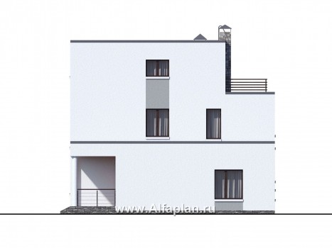 Проекты домов Альфаплан - «Гоген» - коттедж с эксплуатируемой кровлей - превью фасада №2