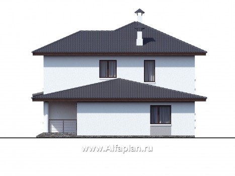 Проекты домов Альфаплан - «Пикассо» - изящный дом с террасой и балконом - превью фасада №2