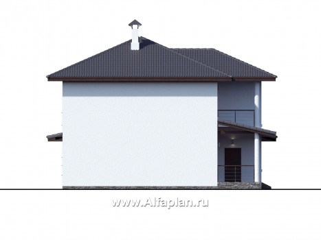 Проекты домов Альфаплан - «Пикассо» - изящный дом с террасой и балконом - превью фасада №3