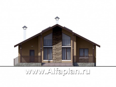 Проекты домов Альфаплан - «Моризо» - шале с двусветной гостиной - превью фасада №1
