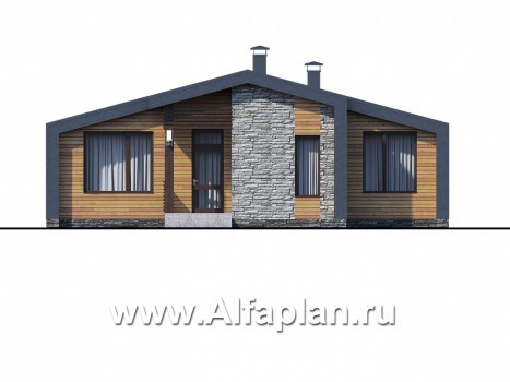Проекты домов Альфаплан - «Альфа» - каркасный коттедж с фальцевыми фасадами - превью фасада №1