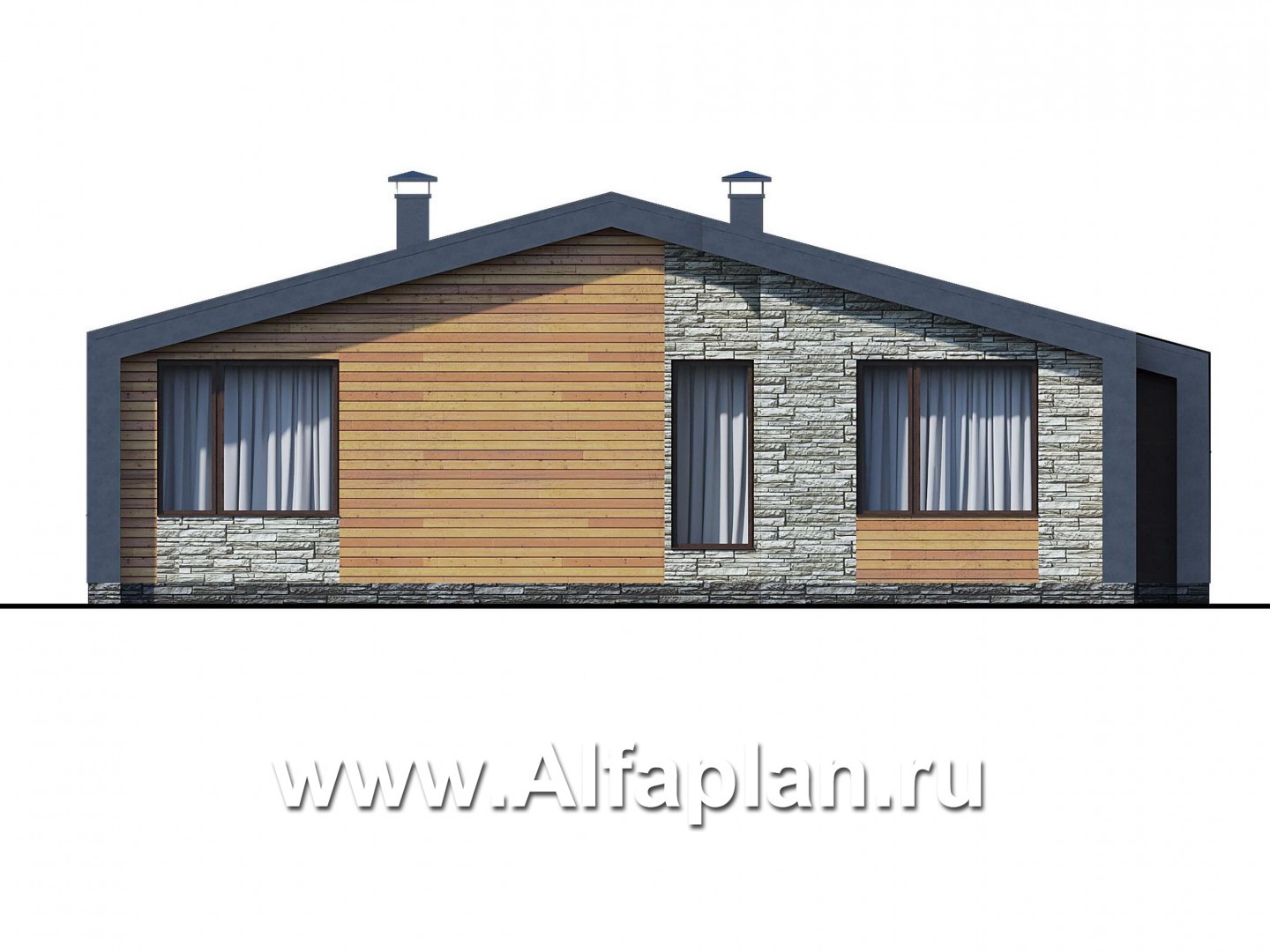 Проекты домов Альфаплан - «Гамма» - стильный каркасный дом с сауной - изображение фасада №4