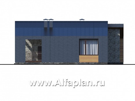 Проекты домов Альфаплан - «Гамма» - стильный каркасный дом с сауной - превью фасада №2