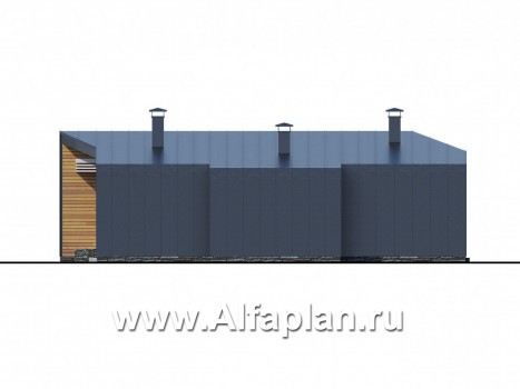 Проекты домов Альфаплан - «Дельта» - современный коттедж с фальцевыми фасадами - превью фасада №3