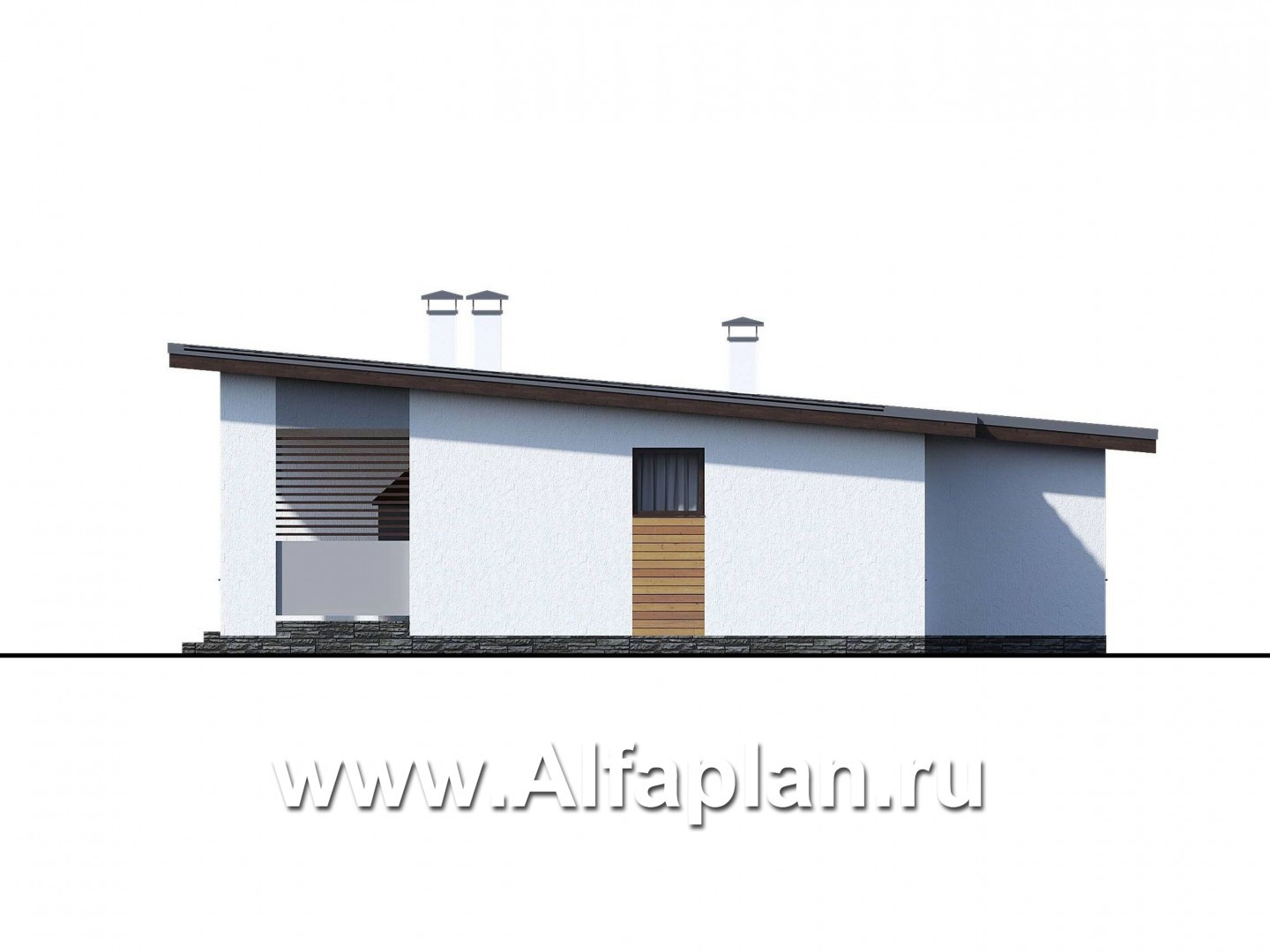 Проекты домов Альфаплан - «Эпсилон» - одноэтажный дом с сауной и джакузи на террасе - изображение фасада №2