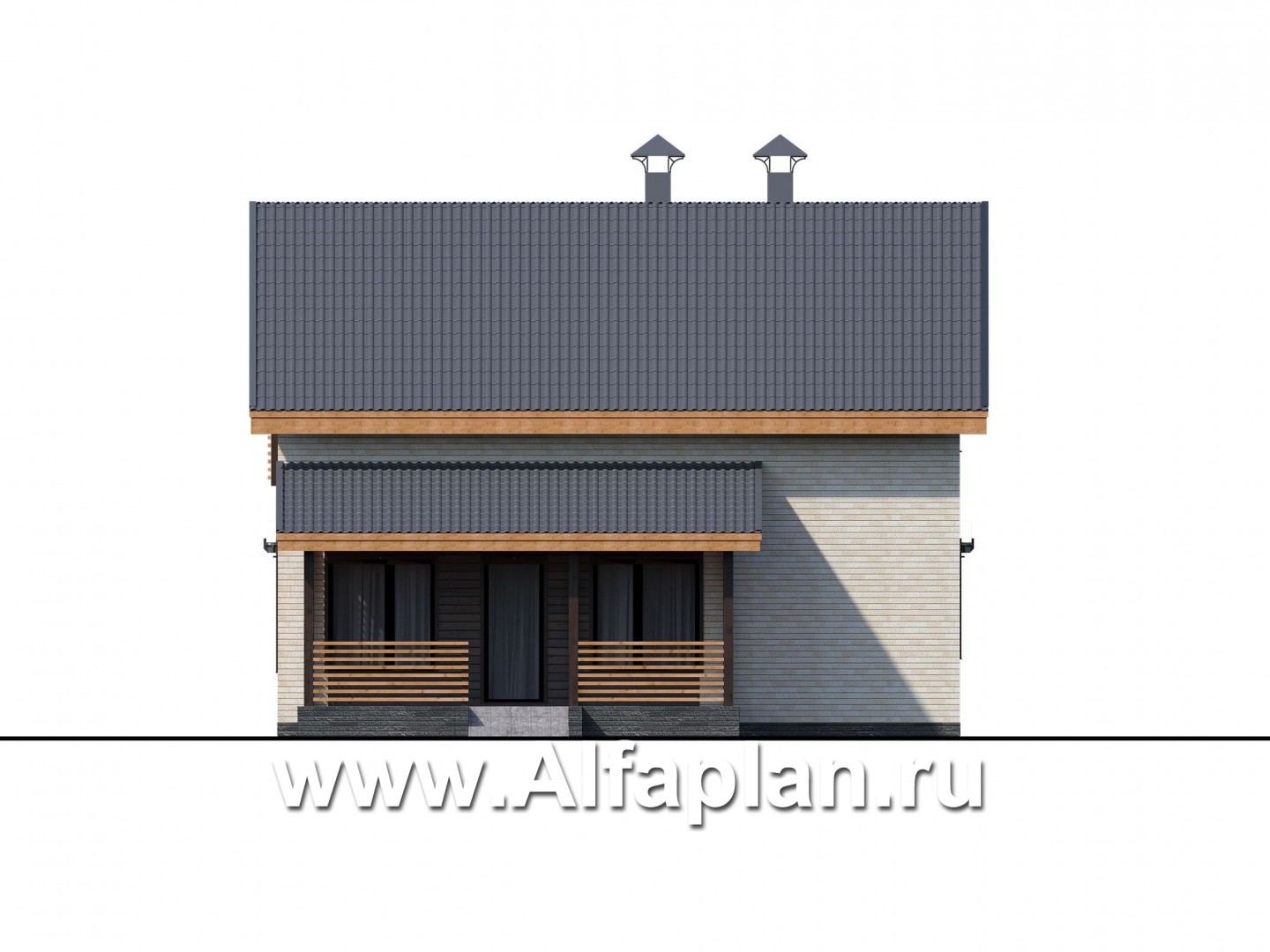 Проекты домов Альфаплан - «Сигма» - небольшой дом с сауной на первом этаже - изображение фасада №2