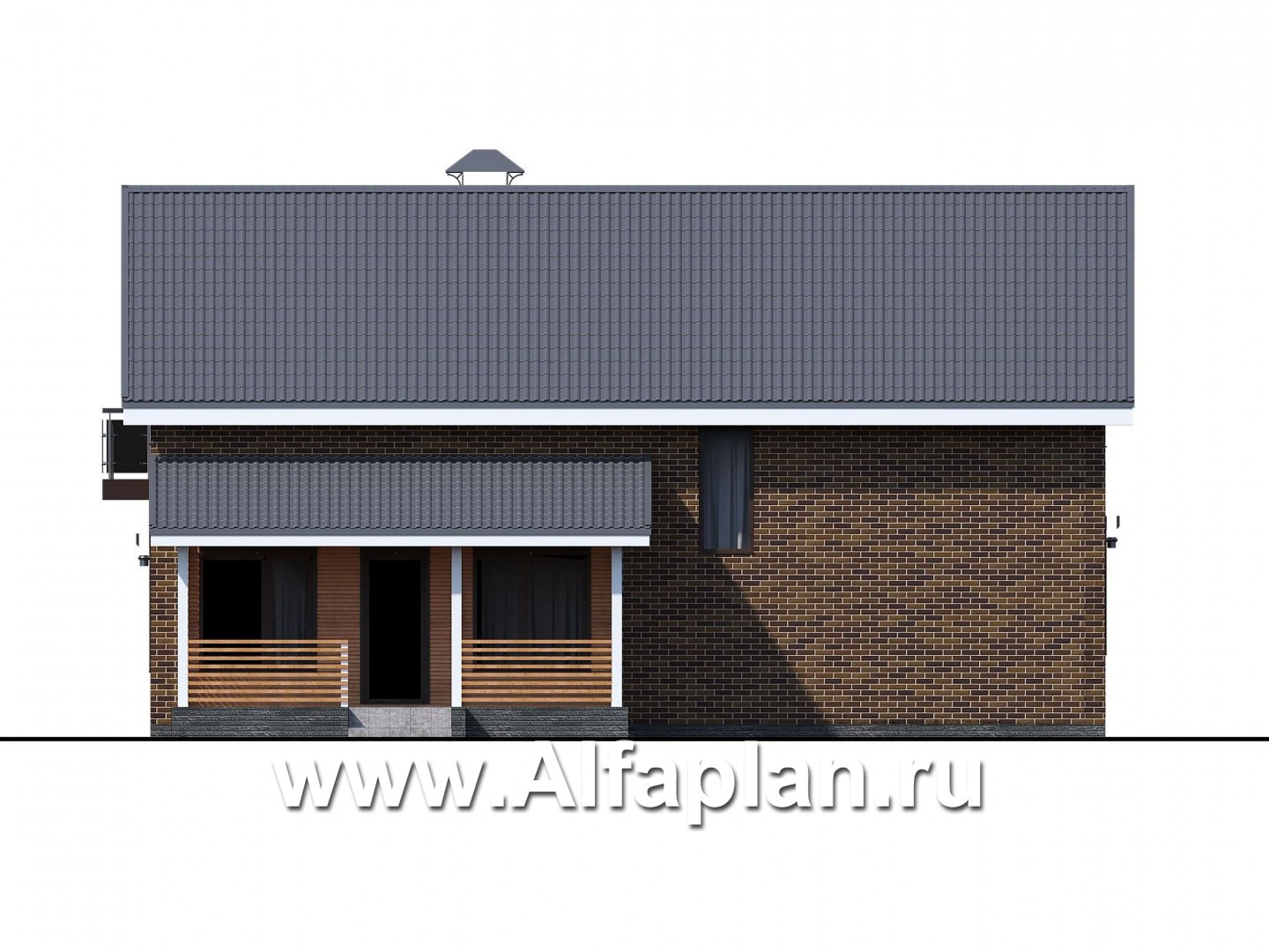 Проекты домов Альфаплан - «Омега» - рациональный коттедж с удобной планировкой - изображение фасада №2