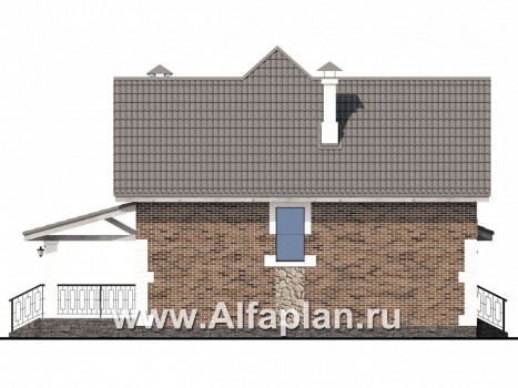 Проекты домов Альфаплан - «Причал» - романтический коттедж из кирпичей с  удобным планом - превью фасада №3