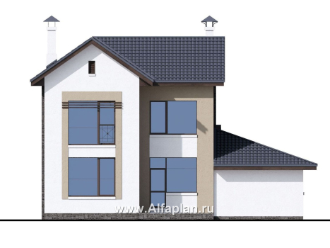 Проекты домов Альфаплан - «Каюткомпания» - экономичный дом для небольшой семьи с гаражом - превью фасада №4