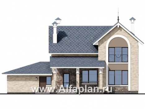 Проекты домов Альфаплан - «Огни залива» - проект дома с открытой планировкой - превью фасада №4