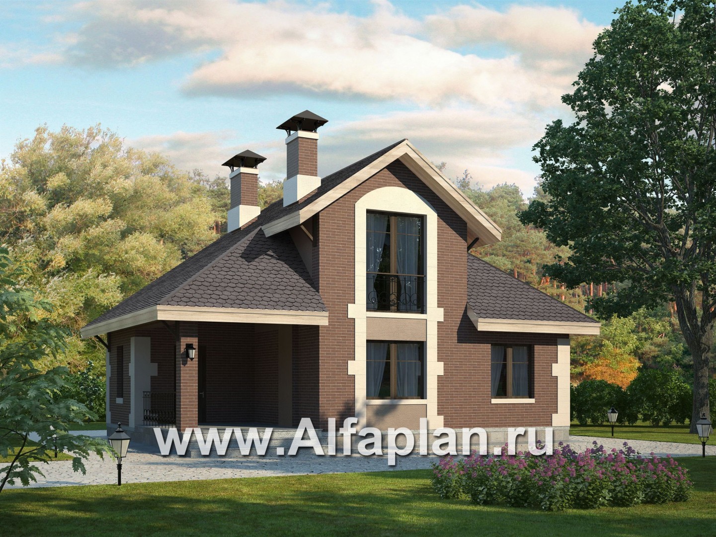 Проекты домов Альфаплан - Баня с террасой и студией в мансарде - основное изображение