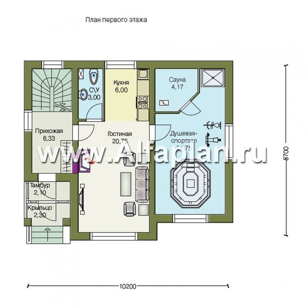 Проекты домов Альфаплан - Сауна с гостевой квартирой - план проекта №1