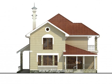 Проекты домов Альфаплан - «Лавиери Плюс»- проект дома с изящным крыльцом и эркером - превью фасада №4