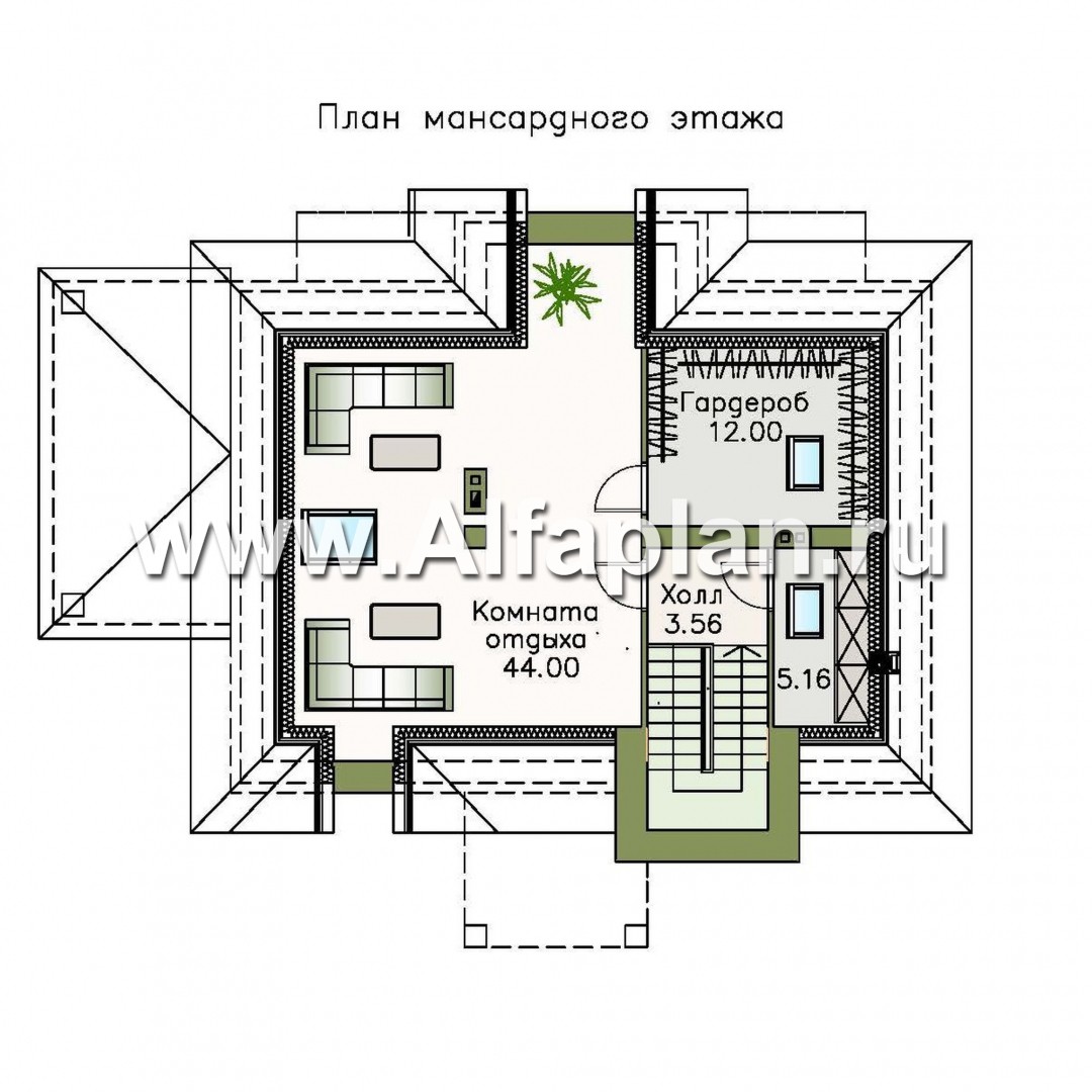 Проекты домов Альфаплан - «Разумовский» - красивый коттедж с элементами стиля модерн - изображение плана проекта №3