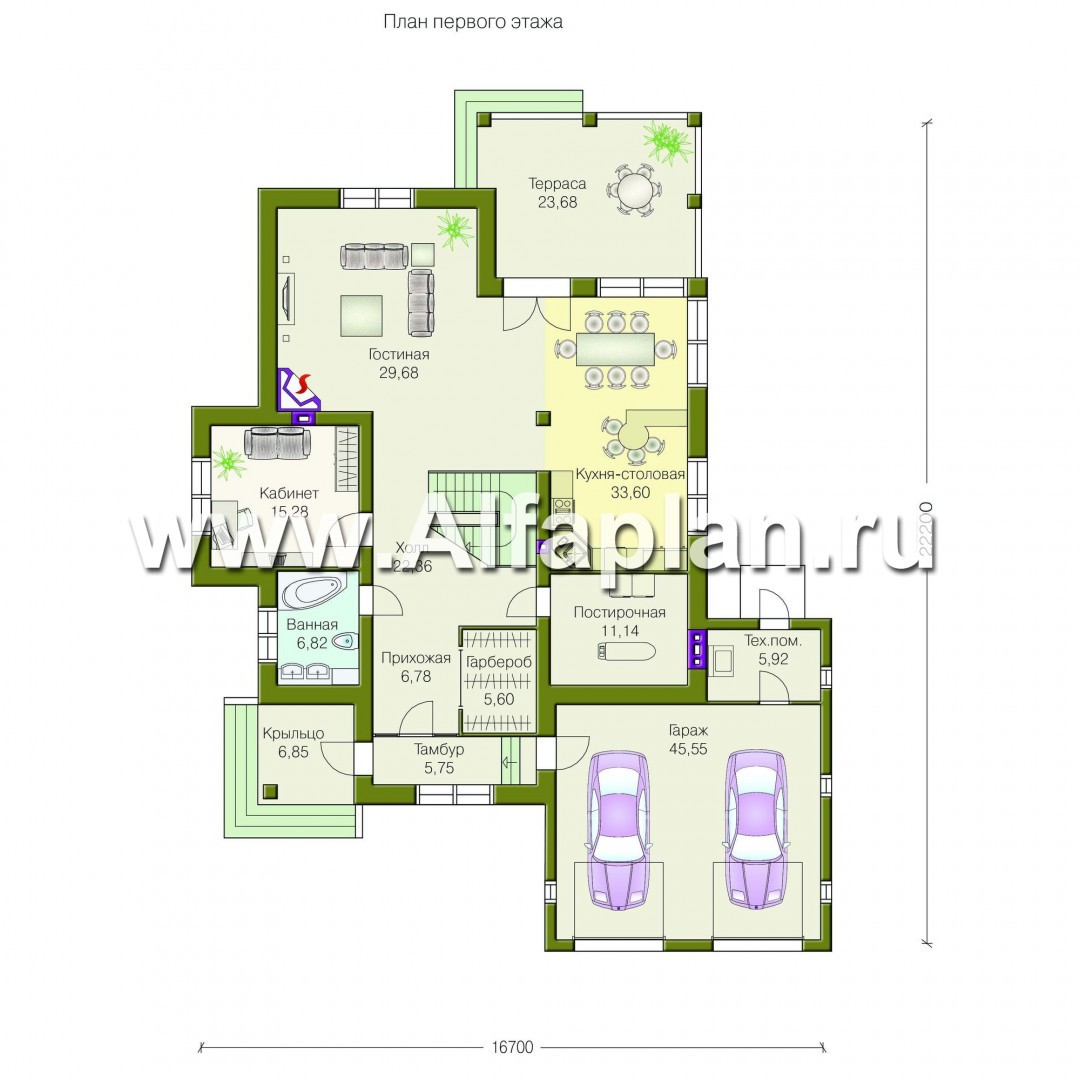 Проекты домов Альфаплан - «Строганов» - респектабельный коттедж с классической архитектурой - изображение плана проекта №1