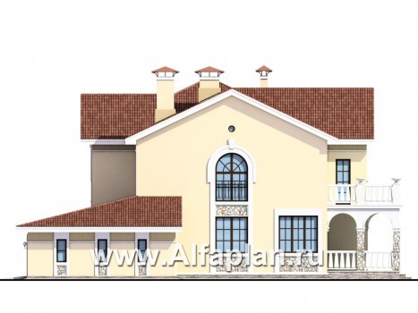 Проекты домов Альфаплан - «Строганов» - респектабельный коттедж с классической архитектурой - превью фасада №2