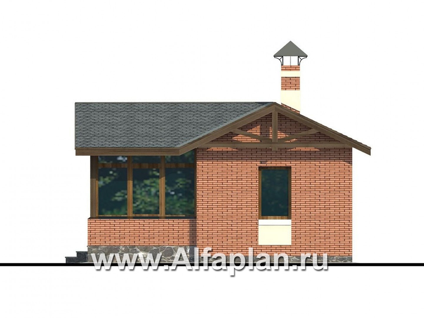 Проекты домов Альфаплан - Баня с уютной верандой - изображение фасада №2