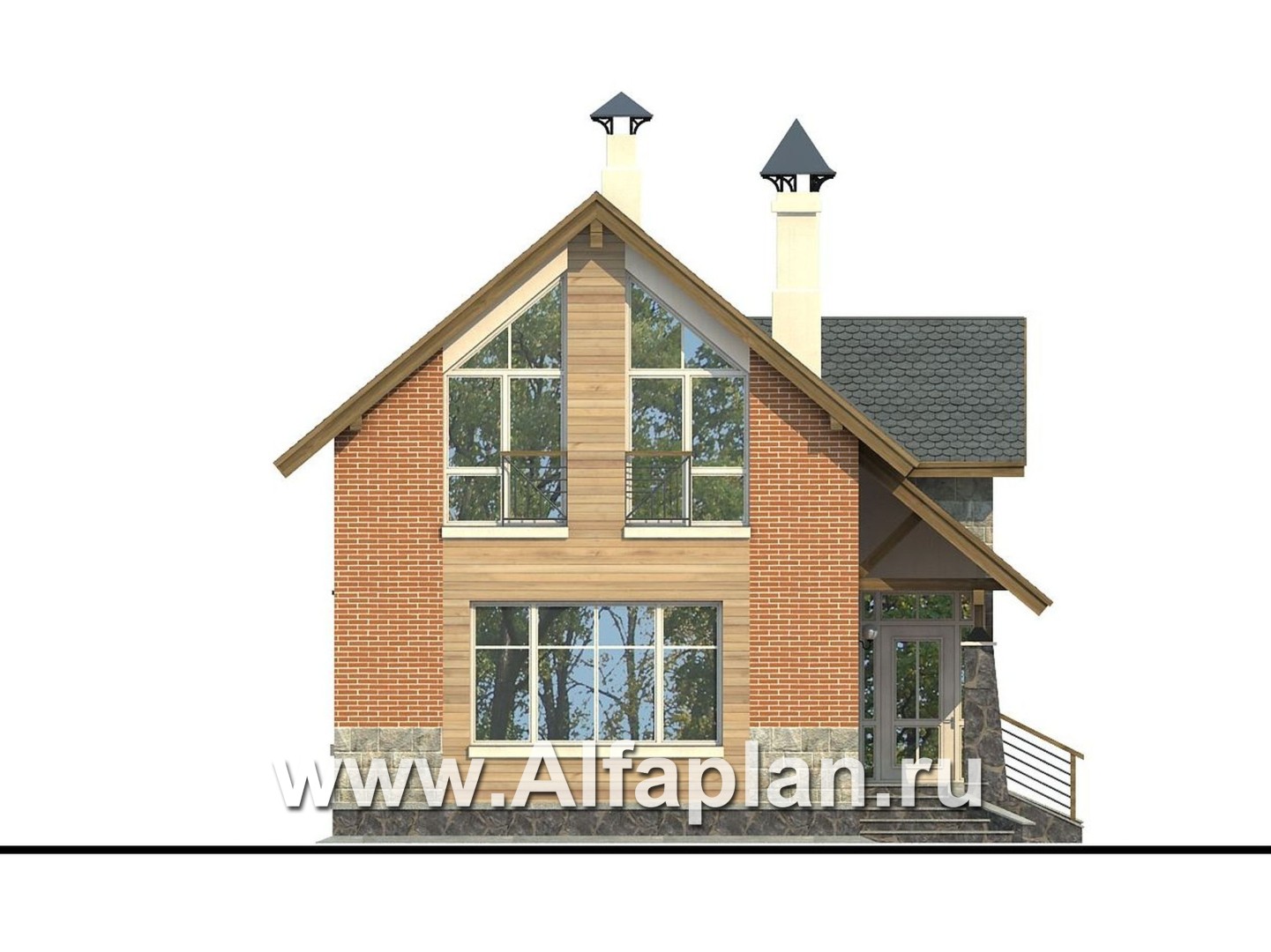 Проекты домов Альфаплан - «Вишневый сад»- проект небольшого дома или дачи - изображение фасада №1