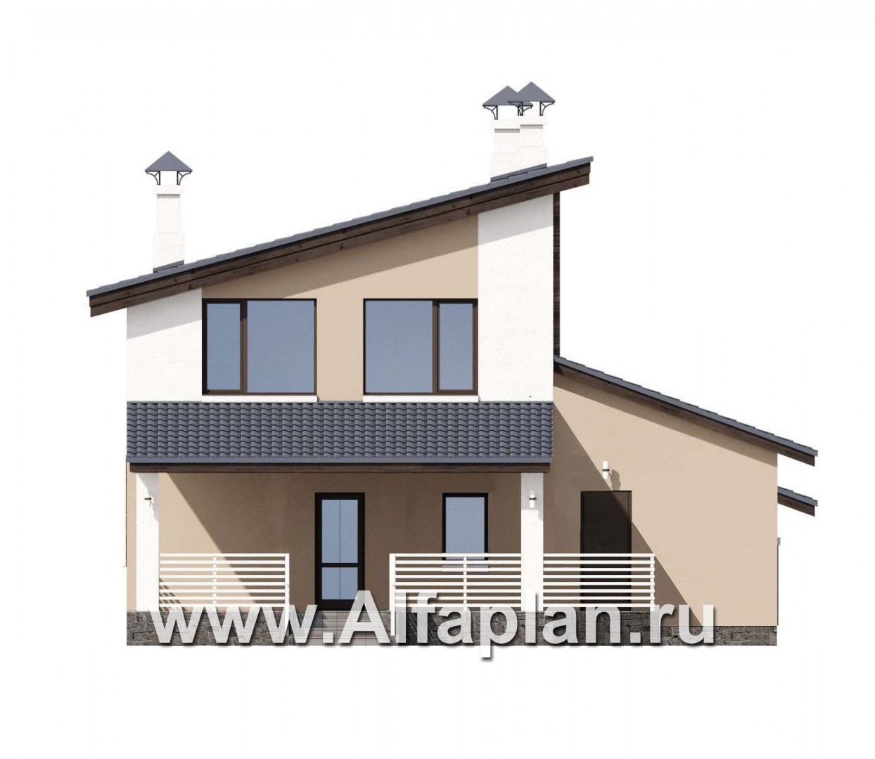 Проекты домов Альфаплан - «Западный бриз» - рациональный дом с удобным планом - изображение фасада №4