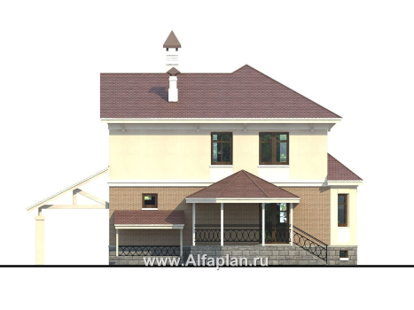 Проекты домов Альфаплан - «Классика плюс» - классический  особняк с цокольным этажом - превью фасада №4