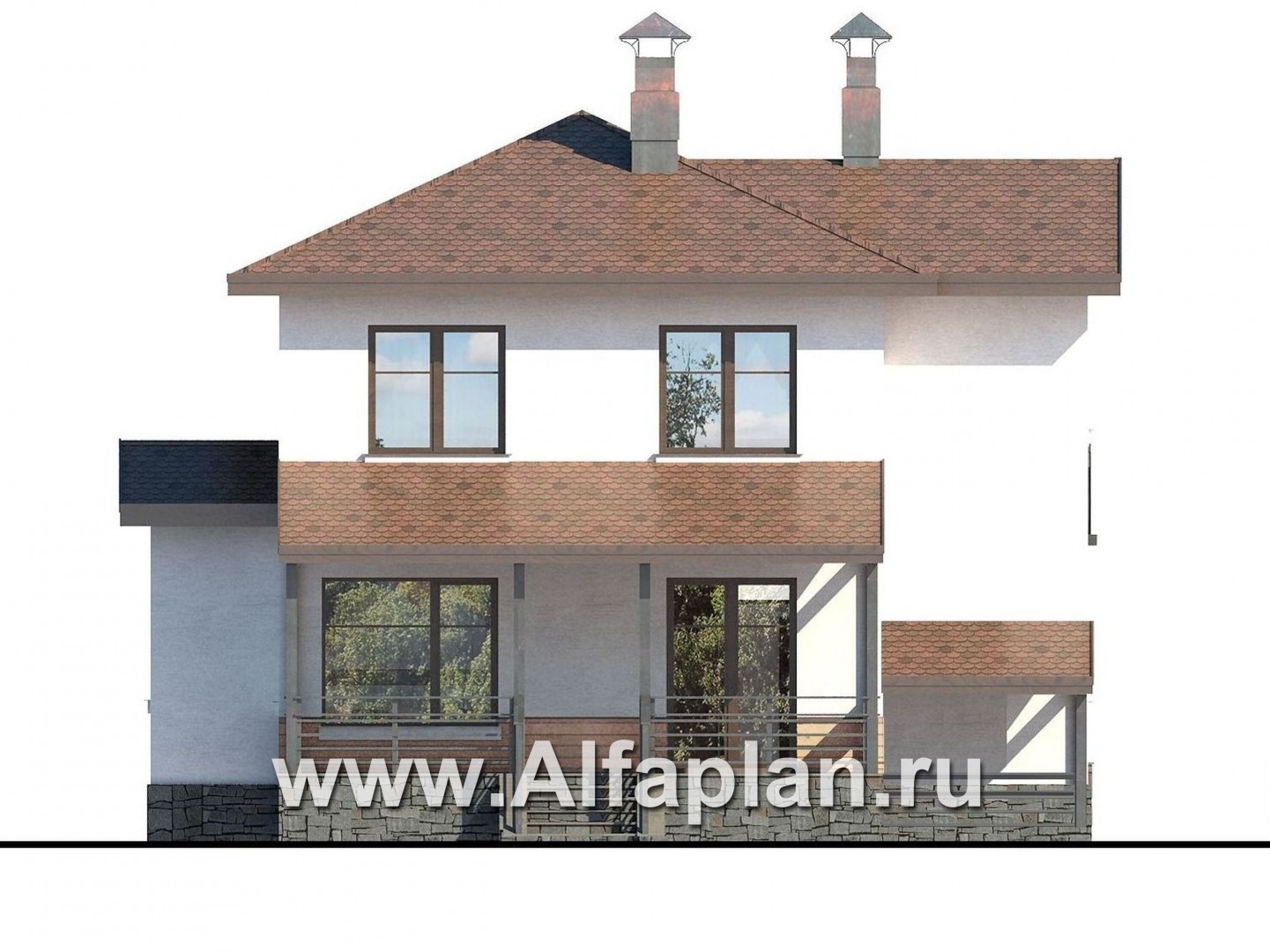 Проекты домов Альфаплан - «Тренд Плюс» - современный загородный дом - изображение фасада №4