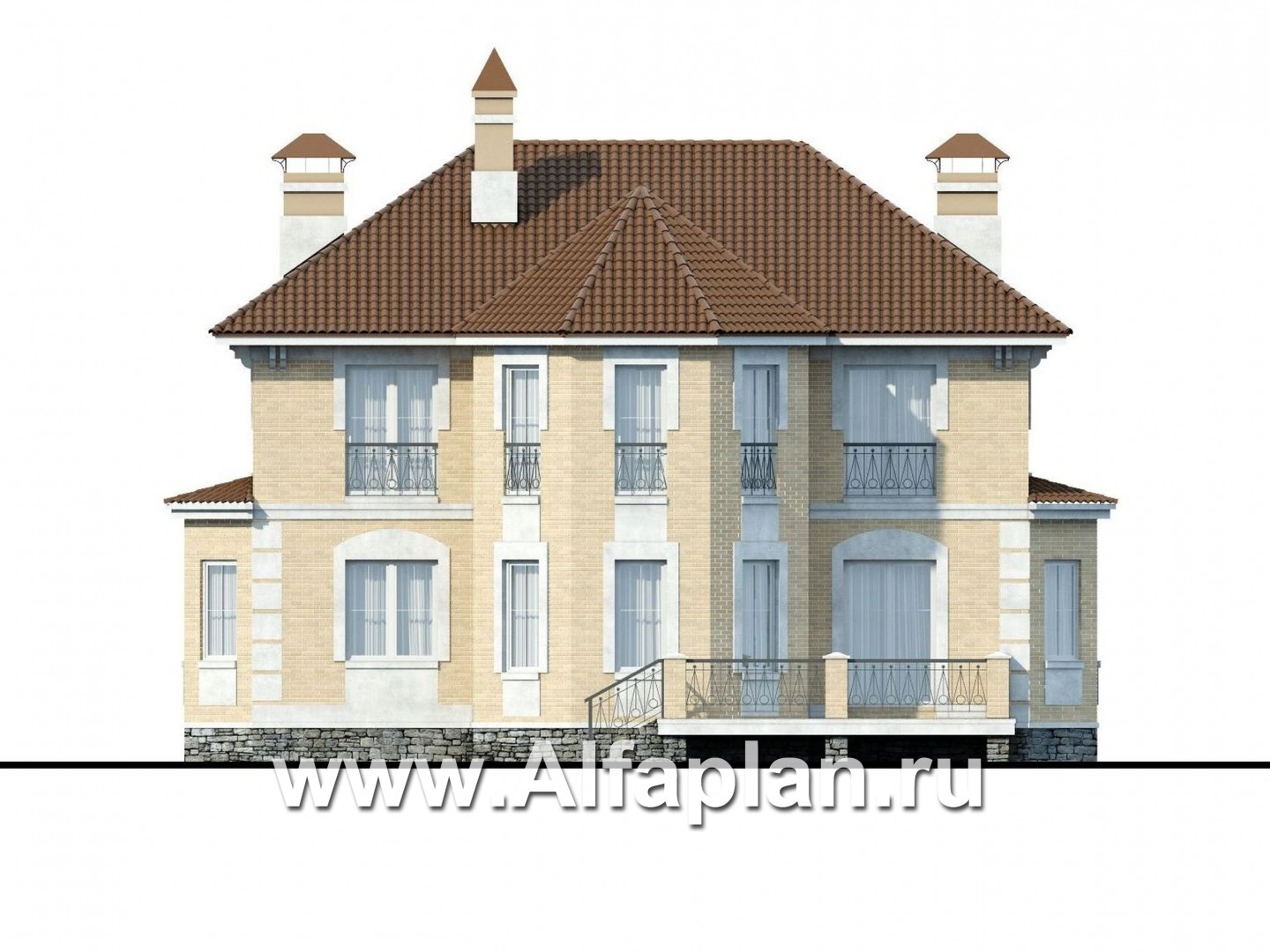 Проекты домов Альфаплан - «Головин»- особняк в стиле Петровских традиций - изображение фасада №4